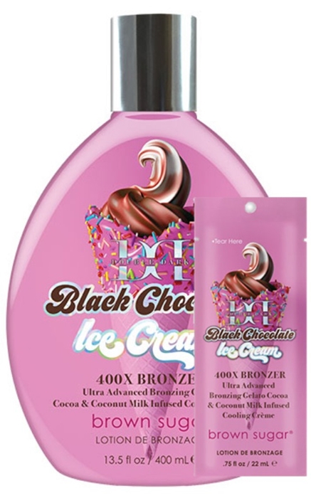 DOUBLE DARK CHOCOLATE ICE CREAM BRONZER - Buy 1 Btl Get 2 Pkts FREE - Tanning Lotion By Tan Inc