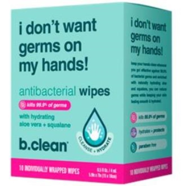 B.Clean Antibacterial Wipes Individual - 10count - PrePack