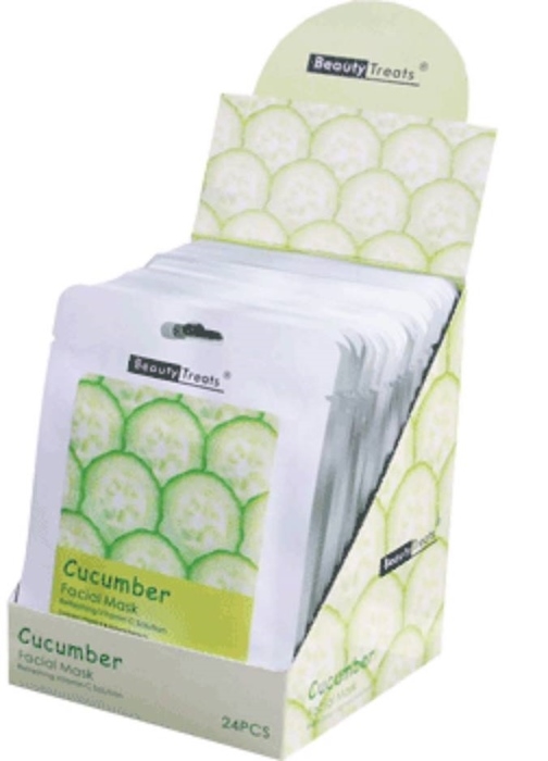Cucumber Facial Sheet Masks - Display 24 Count - Skin Care By Beauty Treats