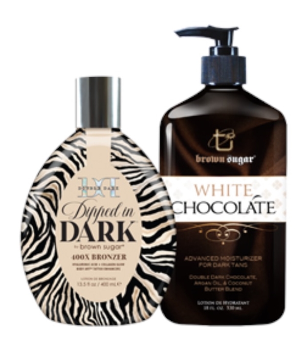 DOUBLE DARK DIPPED IN DARK BRONZER PLUS WHITE CHOCOLATE MOISTURIZER - PrePack - Tanning Lotion By Tan Inc
