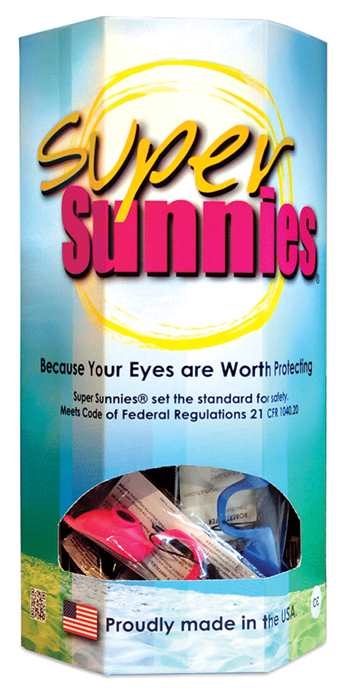 SUNNIES - EVO FLEX Display UV bagged Tanning Eyewear - Asst Colors -72 Ct Display