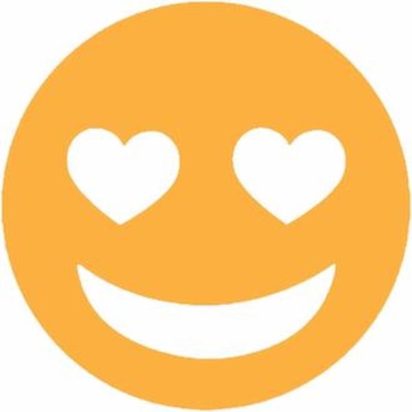 ADHESIVE SMILEY FACE HEART EYES - Roll - Click Image to Close