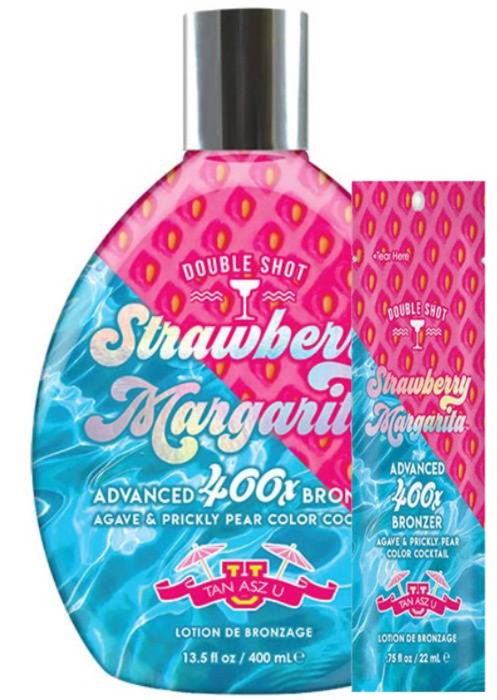 DOUBLESHOT STRAWBERRY MARGARITA BRONZER - Buy 1 Btl Get 2 Pkts FREE - Tanning Lotion By Tan Inc