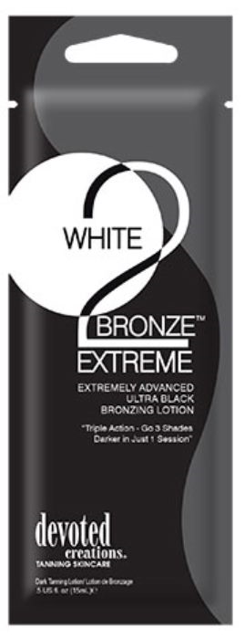 WHITE 2 BLACK BRONZE EXTREME - Pkt - Tanning Lotion By Devoted Creations - Click Image to Close