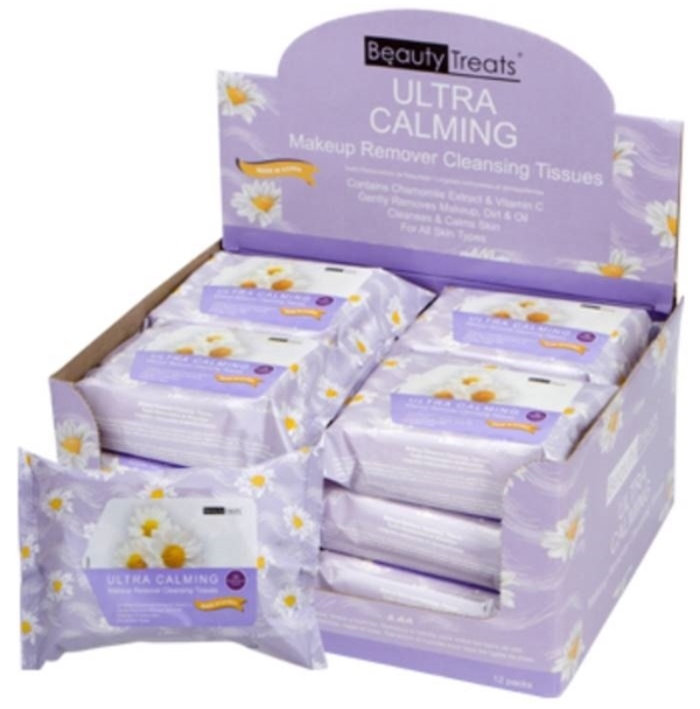 Makeup Removing Calming Wipes 12 Pack - Display - Skin Care By Beauty Treats