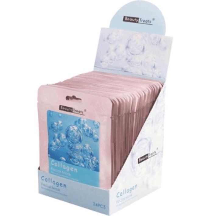 Collagen Facial Sheet Masks - Display 24 Count - Skin Care By Beauty Treats