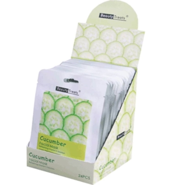 Cucumber Facial Sheet Masks - Display 24 Count - Skin Care By Beauty Treats