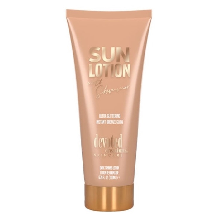 DC Sun Lotion With Shimmer - Devoted Creations Tanning Lotion - Bottle