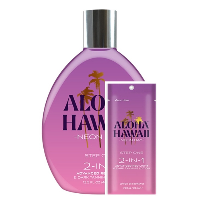 Aloha Hawaii Neon Bay Bronzer - Tan Inc Tanning Lotion - Buy 1 Bottle 13.5oz Get 2 Pkts FREE