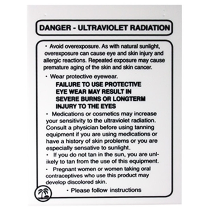 UV RADIATION ALERT/WARNING - Sign