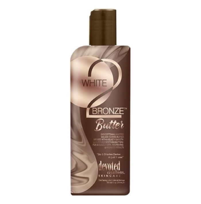 White 2 Bronze Butter Bronzer - Devoted Creations Tanning Lotion - Bottle