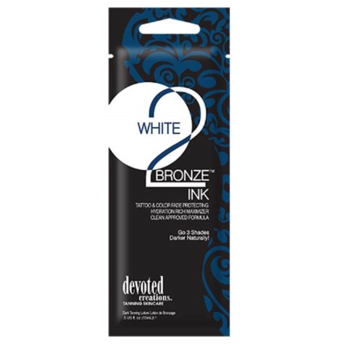 White 2 Bronze Ink Bronzer - Devoted Creations Tanning Lotion - Packet